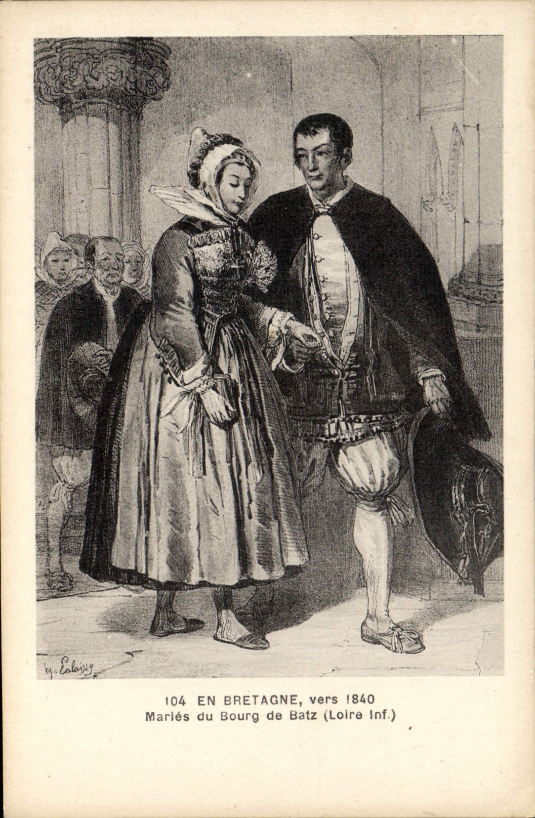 CPA En Bretagne vers 1840 Mariés Du Bourg De Batz