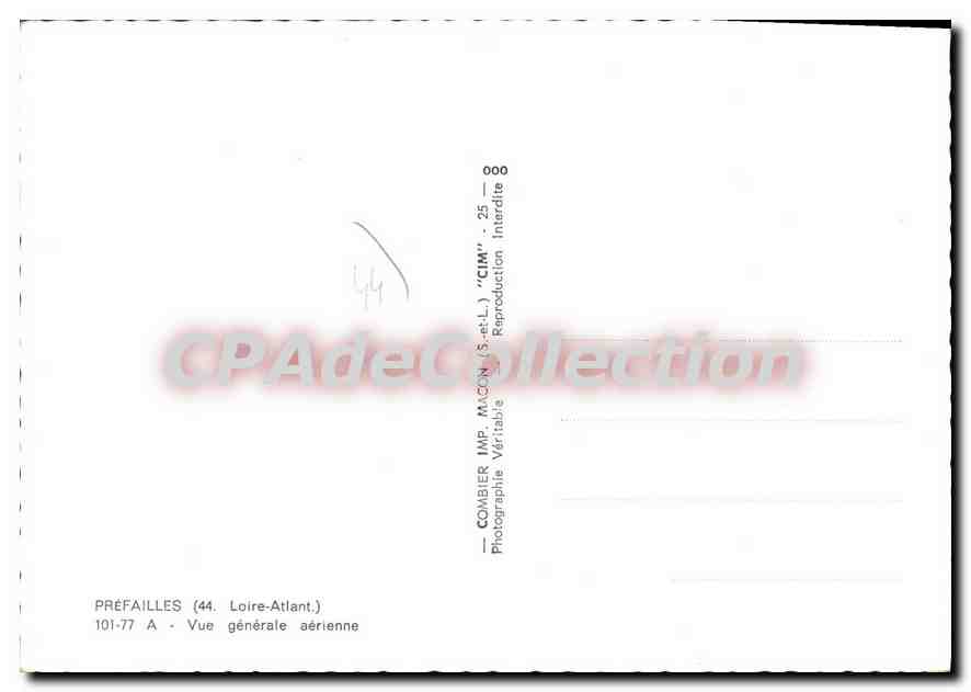 CPSM Prefailles Vue Generale Aerienne — Rückseite