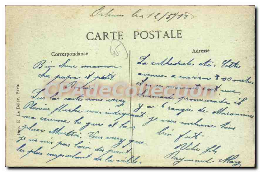 CPA Orleans Le Mail — Rückseite