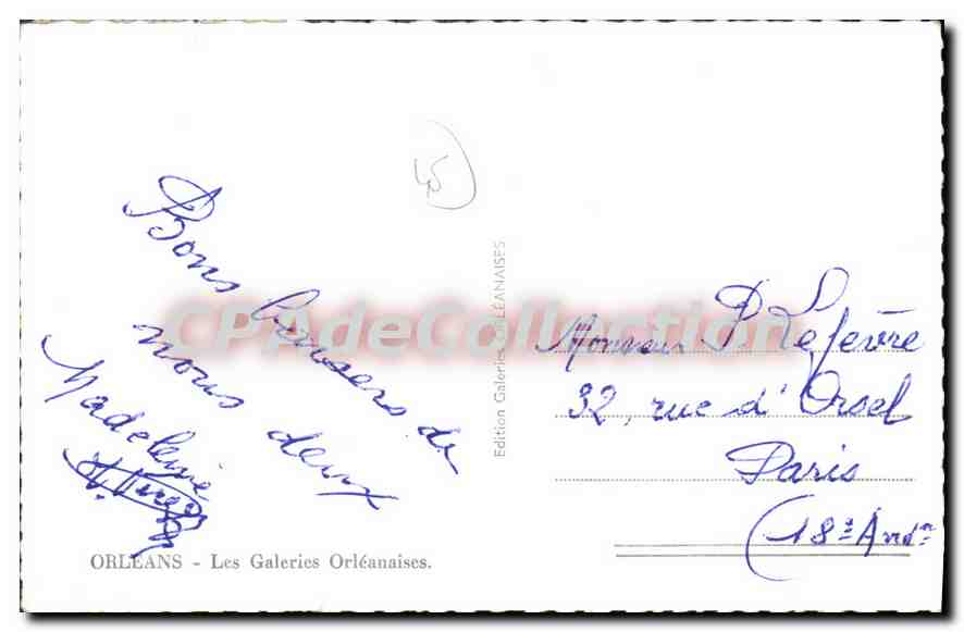 CPA Orleans Les Galeries Orleanaises — Back