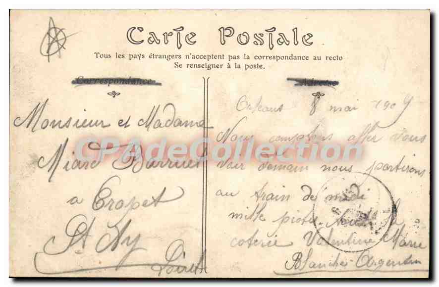 CPA Orleans maison de De Diane De Poitiers — Rückseite