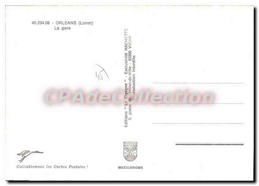 CPSM Orleans La Gare — Back