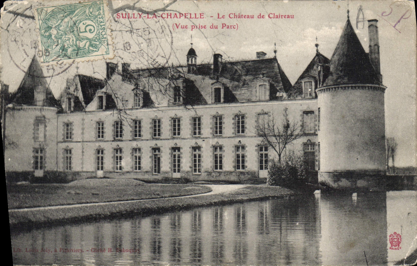 SULLY-LA-CHAPELLE - Le Château de Claireau (Vue prise du Parc) - Lith. Louis Jely, à Pithiviers. Cliché H. Subbuquox