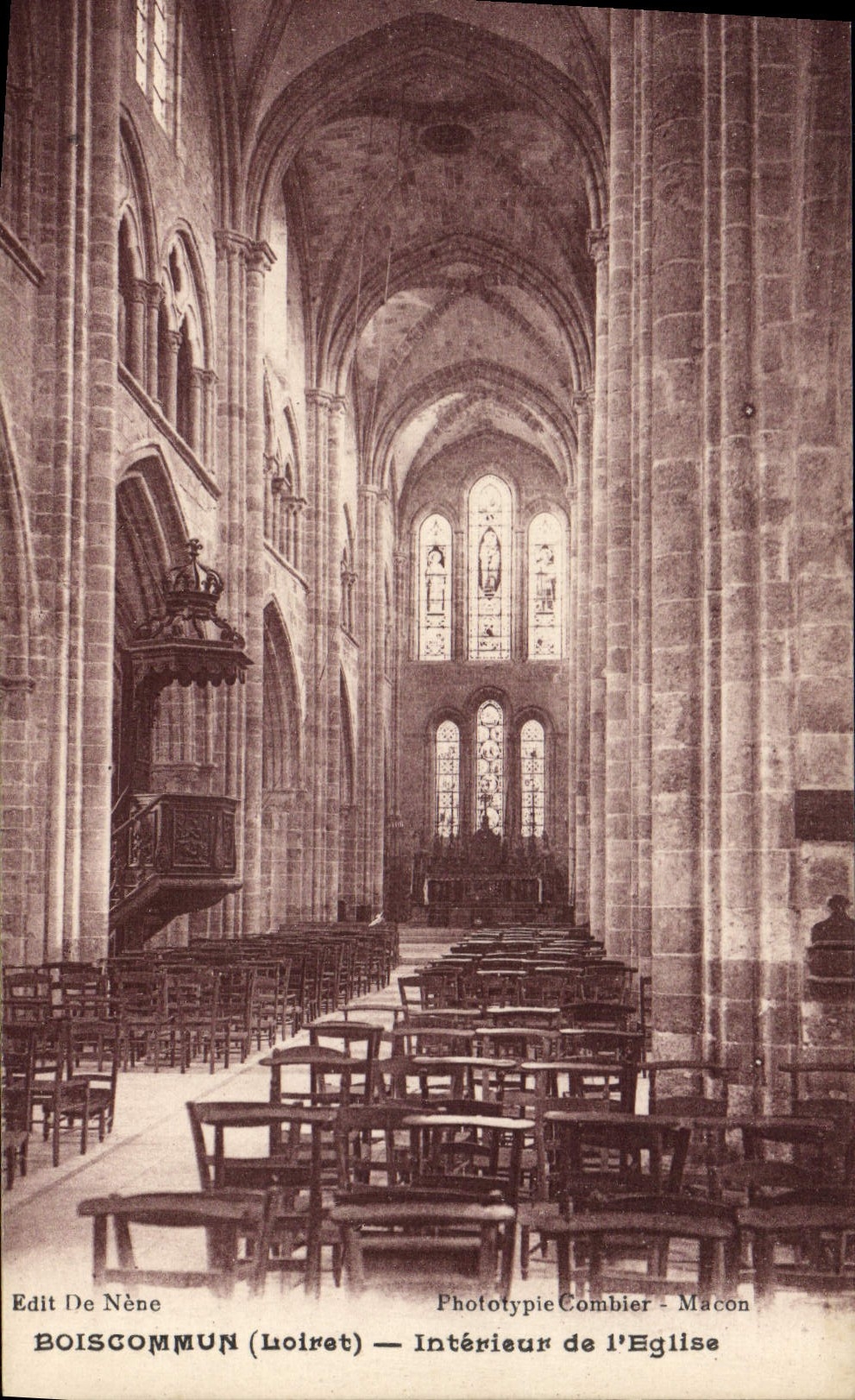 Boiscommun (Loiret) — Intérieur de l'Église — Phototypie Combier - Macon