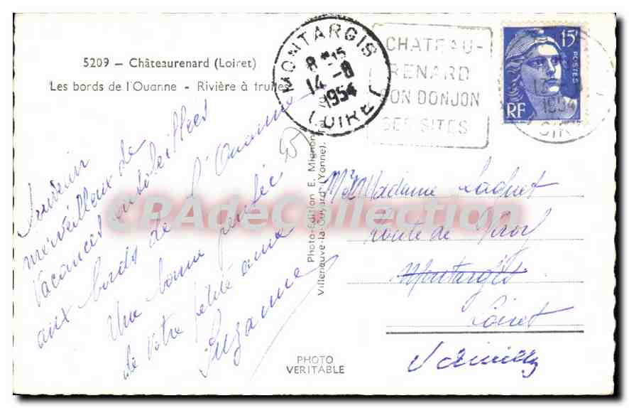 CPA Chateaurenard Les Bords De I'Ouanne Riviere à truites — Rückseite