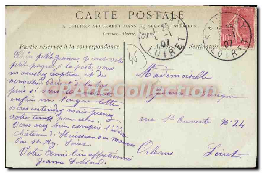 CPA Huisseau Sur Mauves Le Chateau — Rückseite