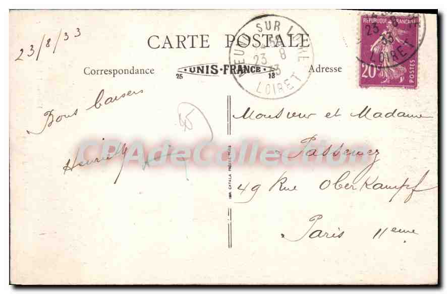 Meung-sur-Leire — Les Marais — Le Pont double — Édition J. Laffray, Meung — Rückseite