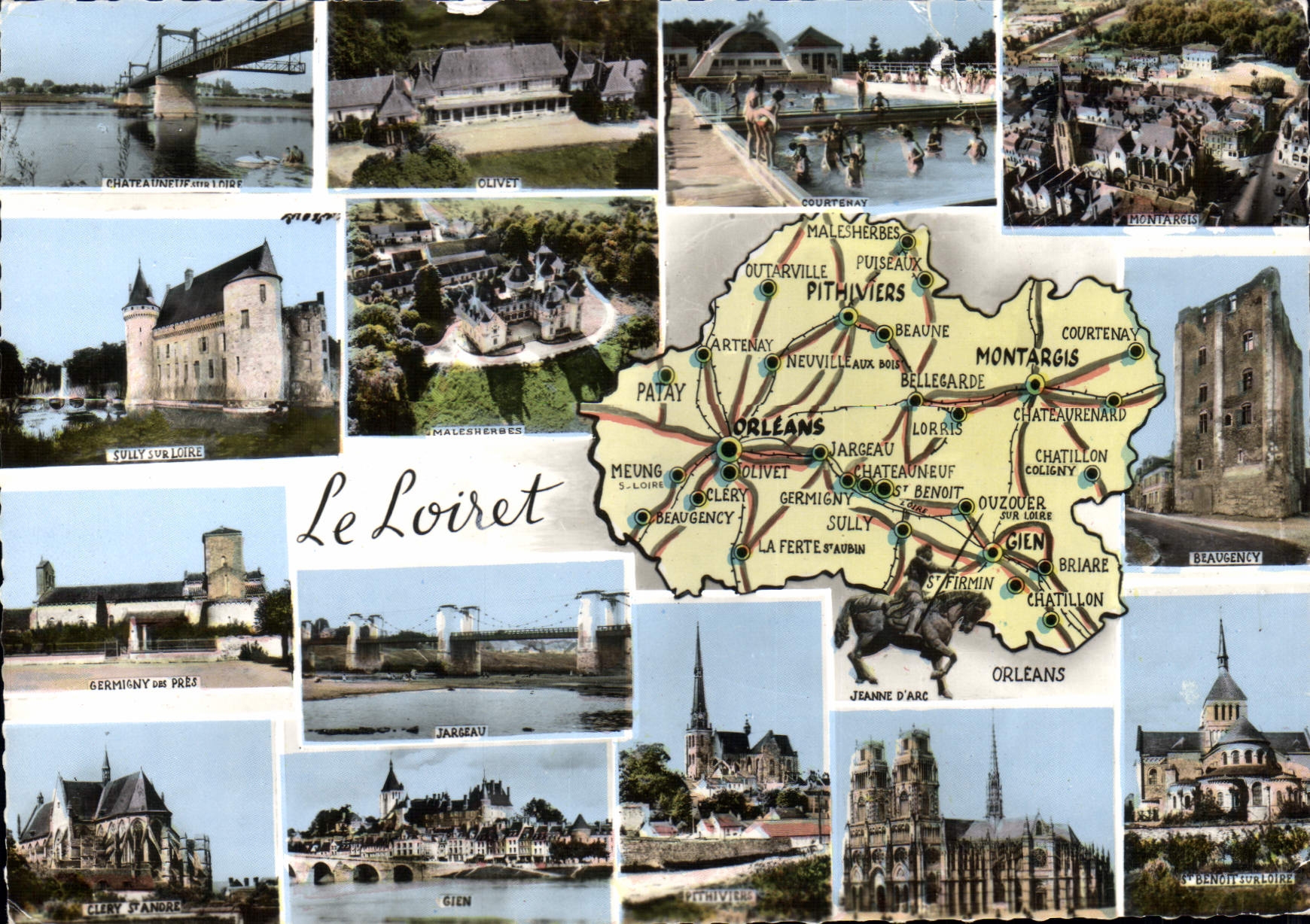 Le Loiret — Carte postale panoramique avec carte et sites touristiques — IMP. MACON (45)