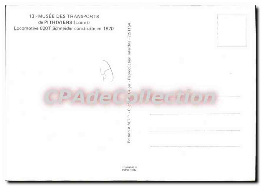 Locomotive M.T.P. N°2 — Musée des Transports de Pithiviers — Édition A.M.T.P. — Verso