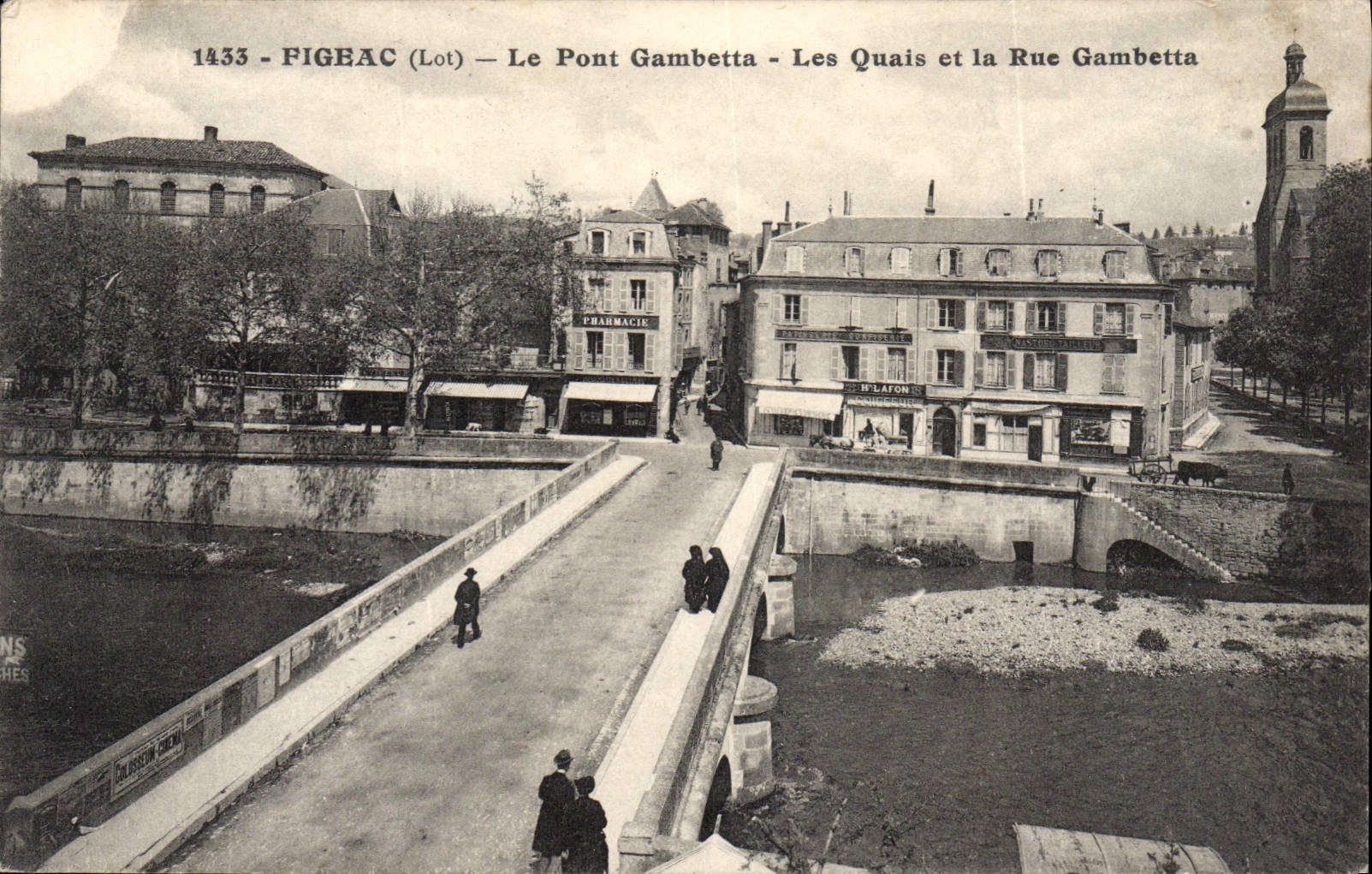 Figeac (Lot) — Le Pont Gambetta — Les Quais et la Rue Gambetta — Édition de la Librairie Vertuel Saint-Girès, n°1433