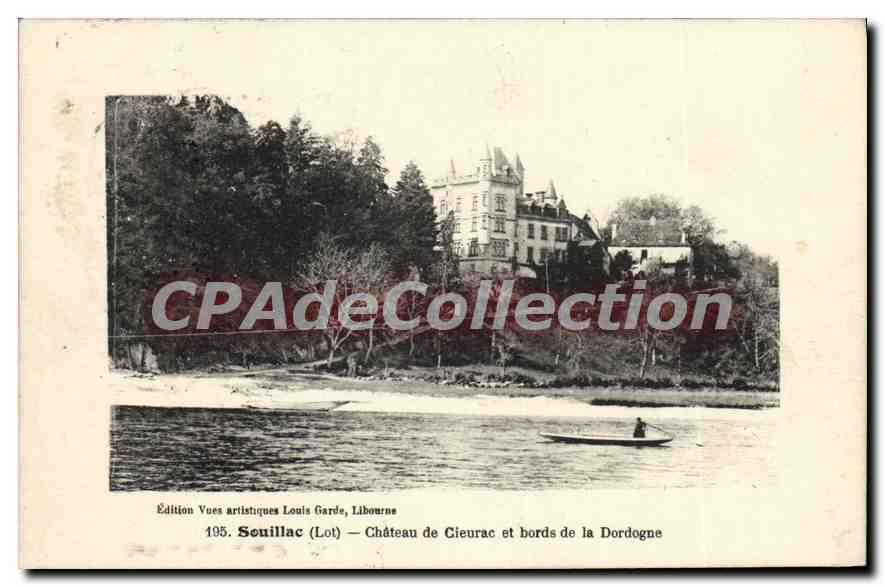 Château de Cieurac et bords de la Dordogne — Édition Vues artistiques Louis Garde, Libourne — n°195