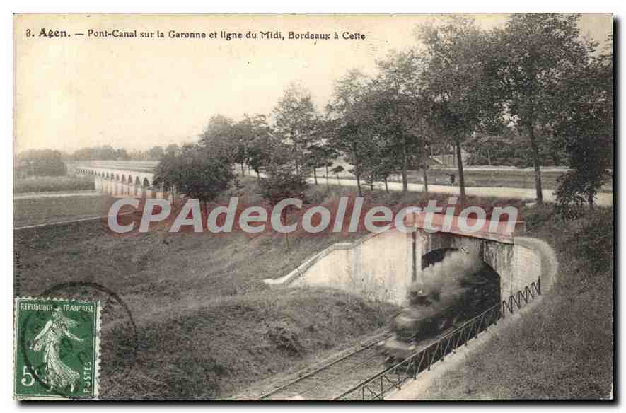 Agen — Pont-Canal sur la Garonne et ligne du Midi, Bordeaux à Cette