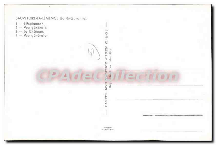 CPA Sauveterre La Lemence — Rückseite