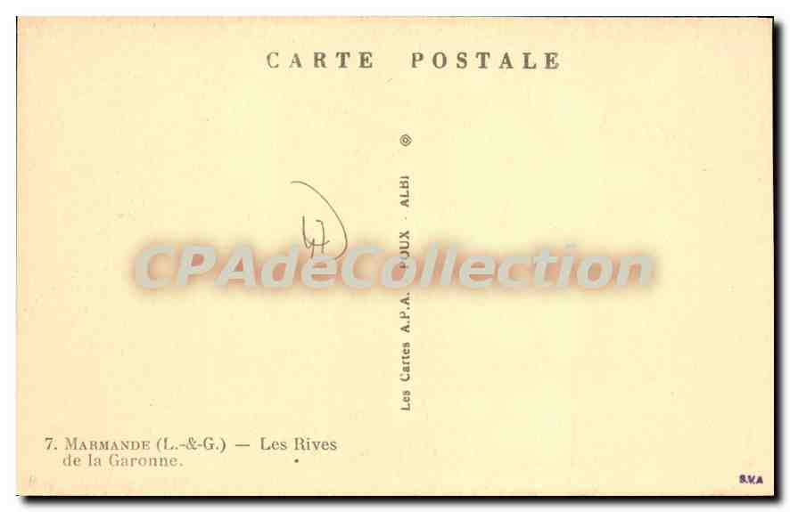 CPA Marmande Les Rives De La Garonne — Rückseite