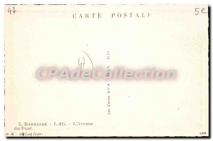 CPA Marmande L'Avenue Du Pont — Rückseite