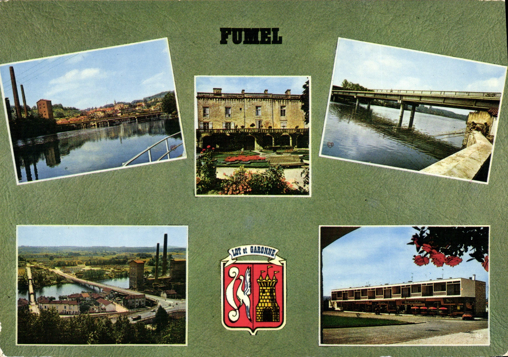 CPSM Fumel Vue Generale Et Pont Sur Le Lot Le Chateau Vu Du Parc
