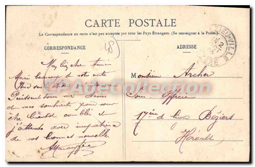 Ruines du Château de la Garde (Lozère) — Mlle Vidal, édit. Le Matzieu — Verso