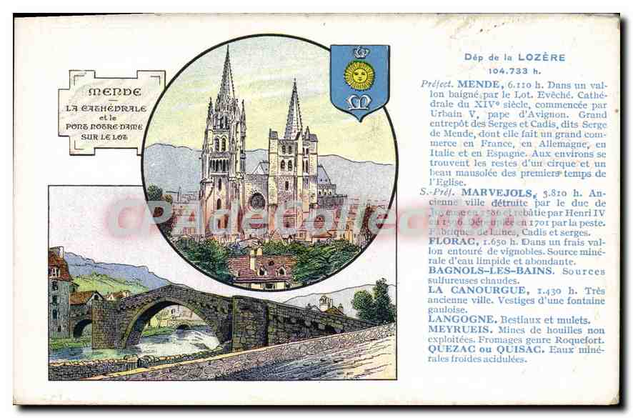 Mende — La cathédrale et le pont Notre-Dame sur le Lot — Édition spéciale des Pastilles Valda - Anverso