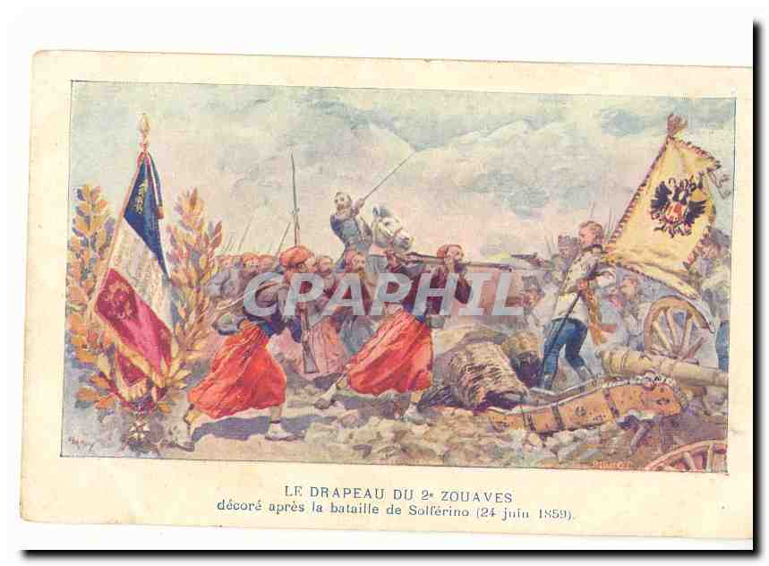 Le drapeau du 2e zouaves — décoré après la bataille de Solferino (24 juin 1859) — CPAPHIL