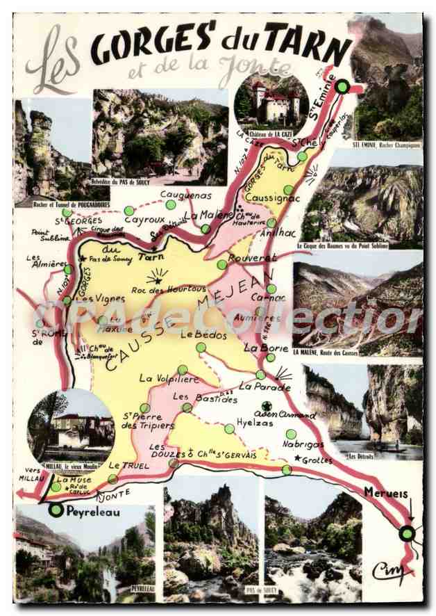Les Gorges du Tarn et de la Jonte — Carte postale touristique — Éditeur : C. M. P. A. D. E. Collection