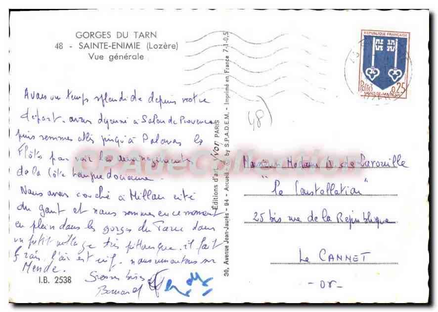 CPSM Les Gorges Du Tarn Saint Enimie Vue Generale — Rückseite