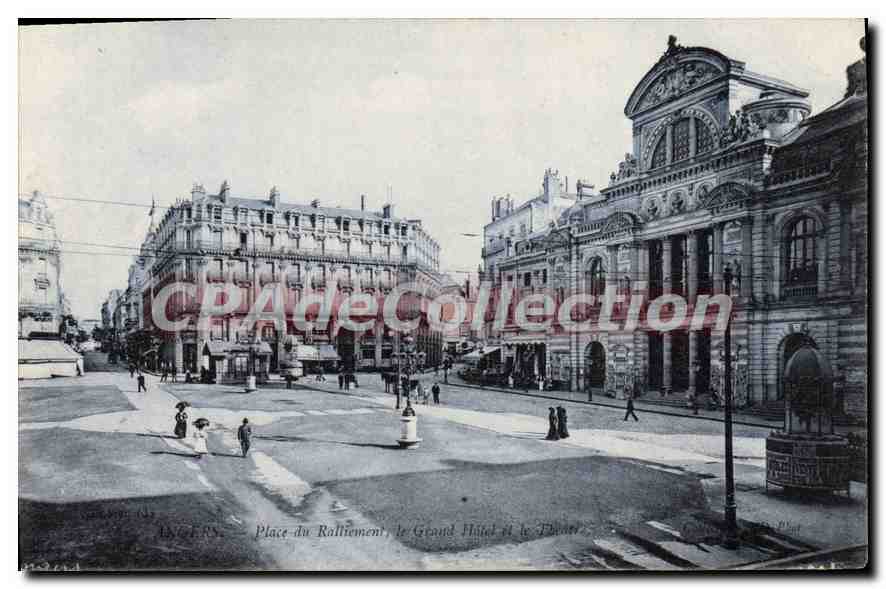CPA Angers Place Du Raliement Le Grand hôtel et le théâtre