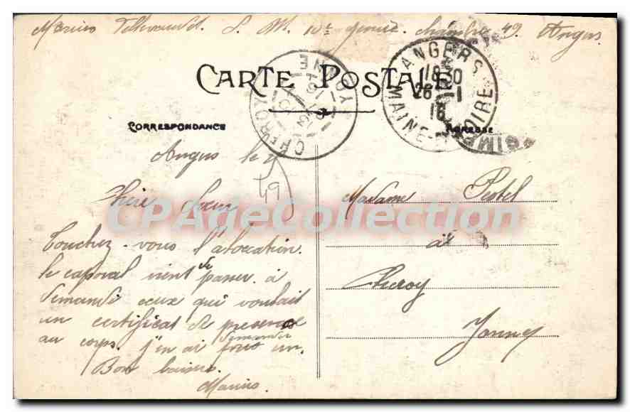 CPA Angers Le Boulevard De La Mairie — Back
