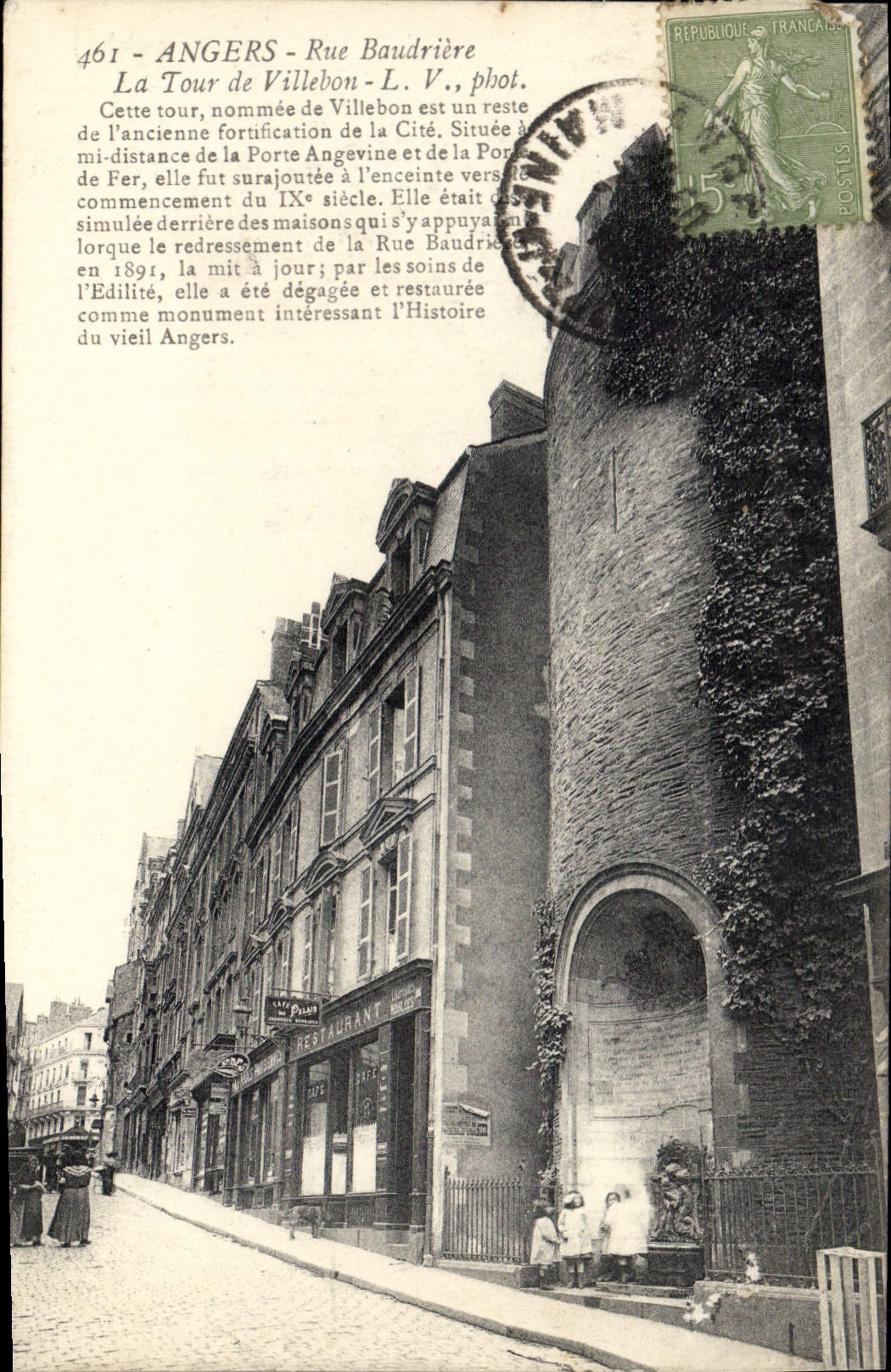 CPA Angers Rue Baudriere La Tour De Villebon