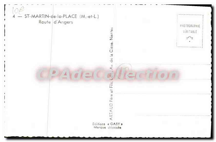 CPA St Martin De La Place Route D'Angers — Back