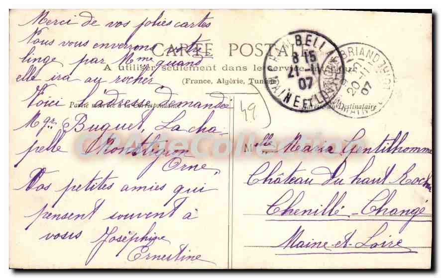 CPA Martigne Briand Porte Du Chateau De Flines — Rückseite