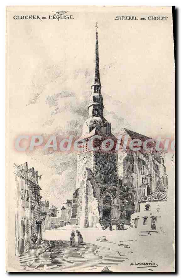 CPA Clocher L'Eglise St Pierre De Cholet