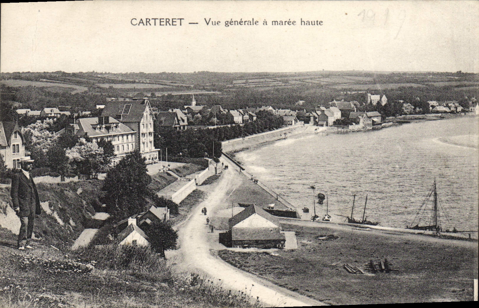 CPA Carteret Vue Generale A Maree Haute