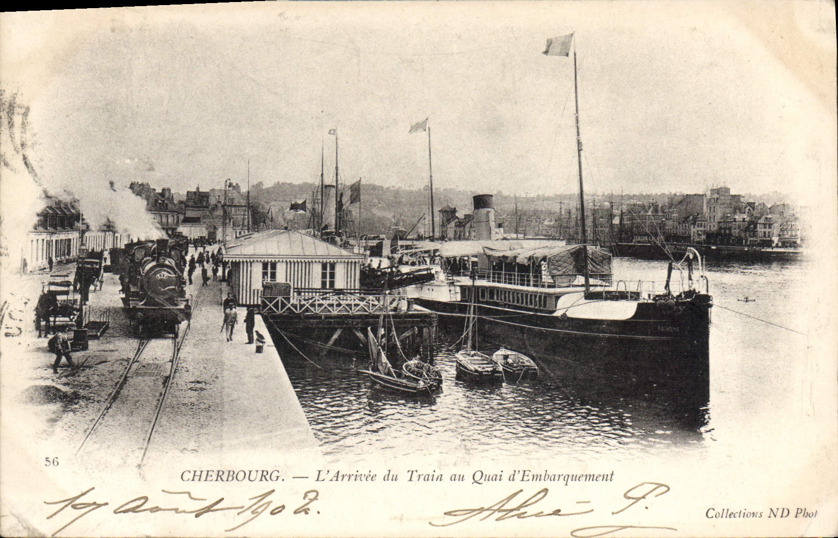 Cherbourg — L'Arrivée du Train au Quai d'Embarquement — Collections ND Phot