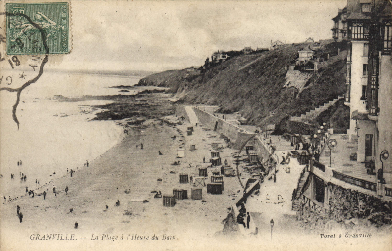 Granville — La Plage à l'Heure du Bain — Torel à Granville