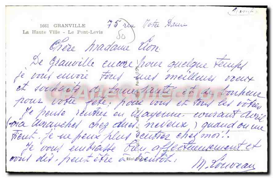 Granville — La Haute Ville - Il Pont-Levis — Cartolina postale — Verso