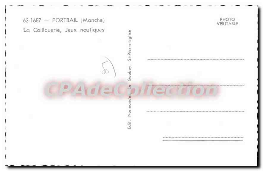 Portbail (Manche) — La Cailloverie, Jeux nautiques — Edit. St-Pierre-Eglise — Verso