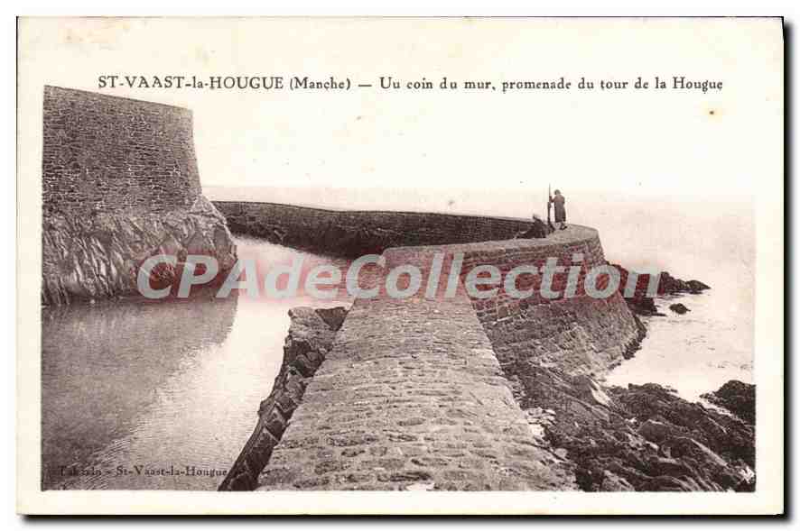 CPA St Vaast La Hougue Un Coin Du Mur Promenade