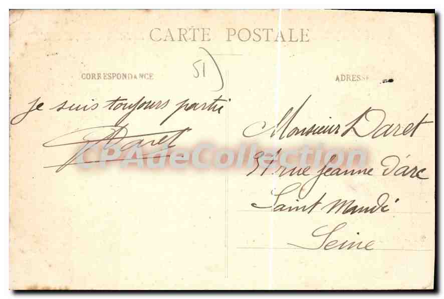 Le Camp de Châlons, vu en Ballon — Le Fort Saint-Hilaire, La Ferme Saint-Hilaire et la Plaine — Éditeur : André Millière, Montluçon — Verso