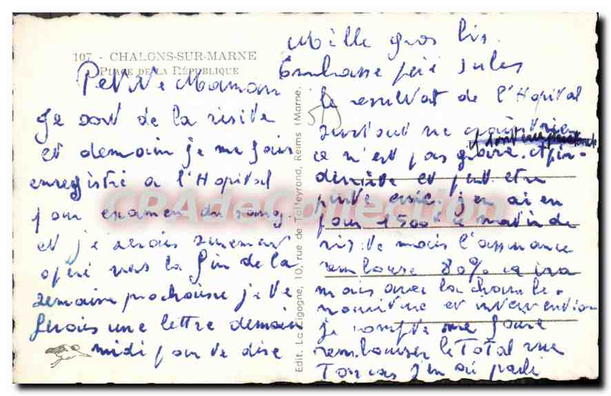 CPA Chalons Sur Marne place de la république — Verso