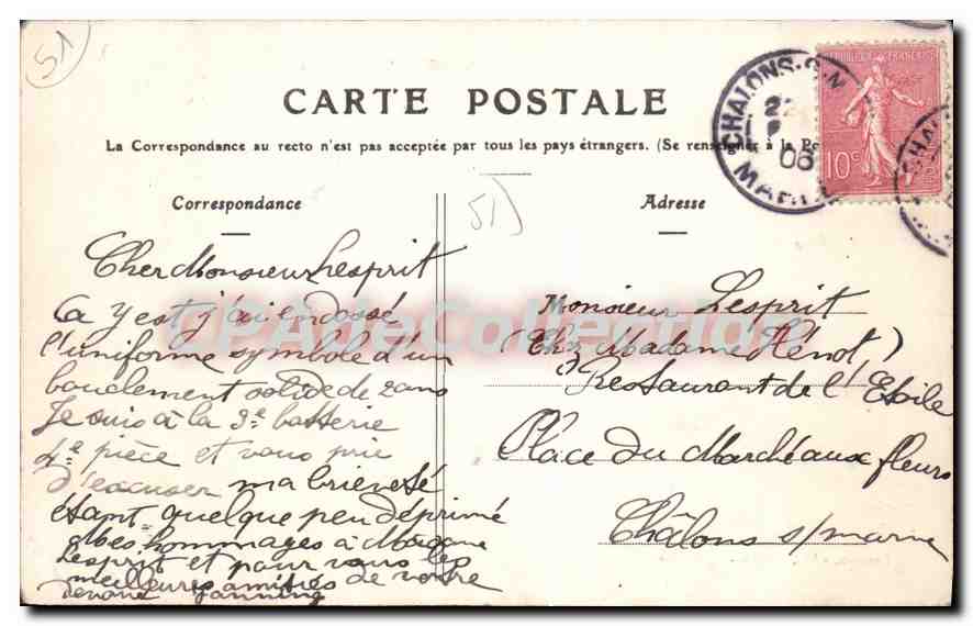 CPA Chalons Sur Marne Vue Generale — Verso