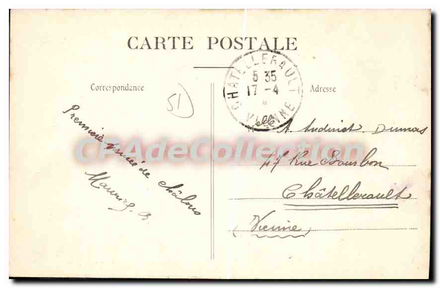 Chalons-sur-Marne — Un bras de la Marne (derrière les Bains) — L. Lors, éditeur, Chalons-sur-Marne — Verso