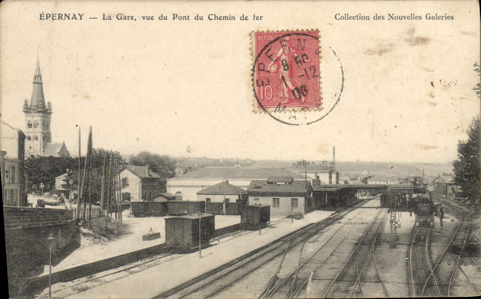 ÉPERNAY — La Gare, vue du Pont du Chemin de fer — Collection des Nouvelles Galeries