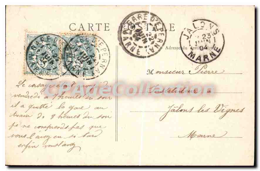 Épernay — Place de l'Hôtel-de-Ville — L'Église — B. F., PARIS — Verso