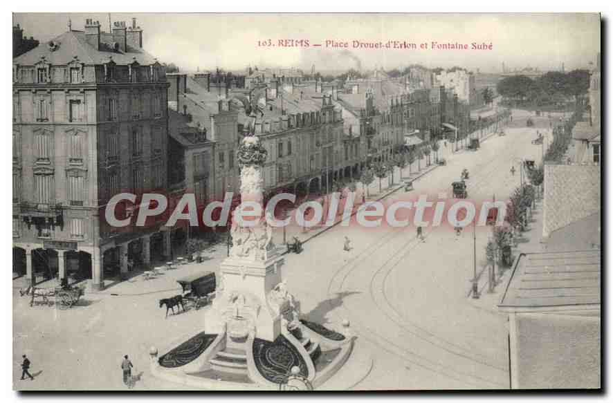 Reims — Place Drouet-d'Erlon et Fontaine Subé — CPAdeCollection