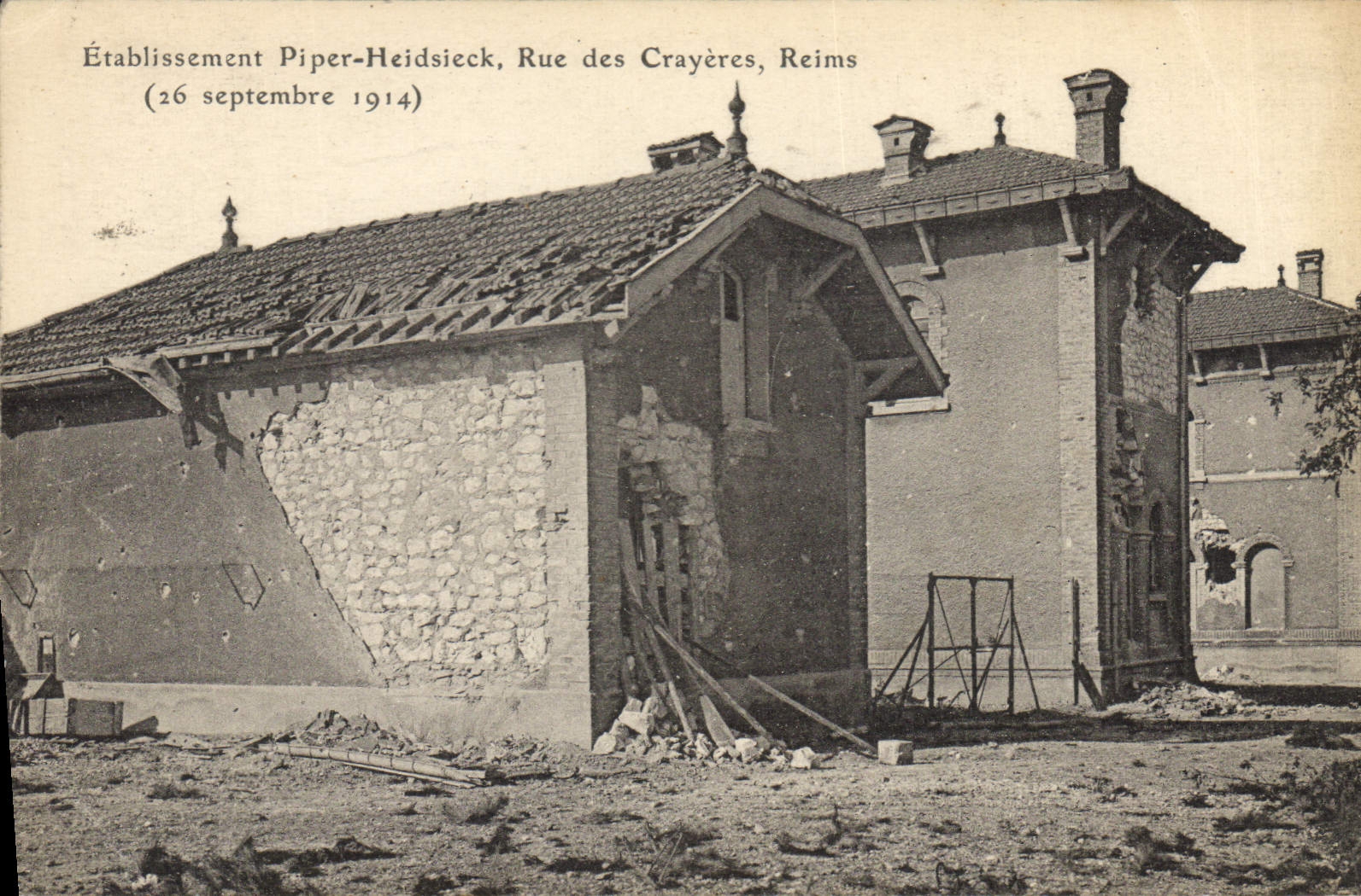 Einrichtung Piper-Heidsieck, Rue des Crayères, Reims — Kriegsschäden — datiert 26. September 1914