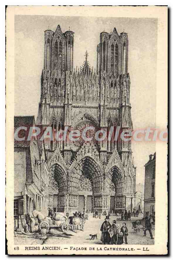Reims Ancien — Façade de la Cathédrale — LL 18