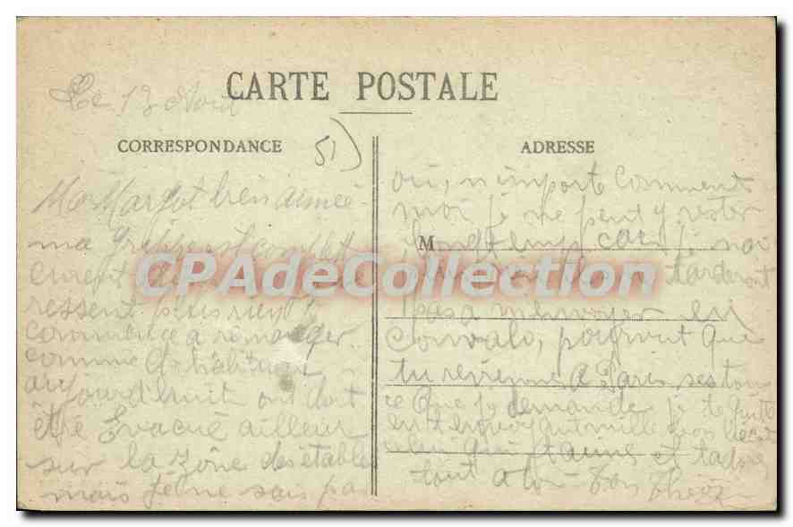 CPA Vitry Le Francois L'Eglise La Place D'Armes — Verso