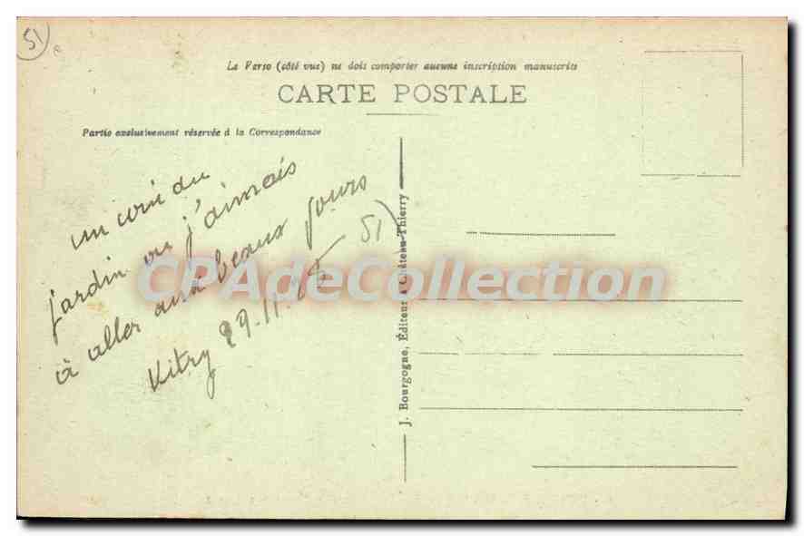 CPA Vitry Le Francois Le Jardin Et Le Monument Carnot — Verso