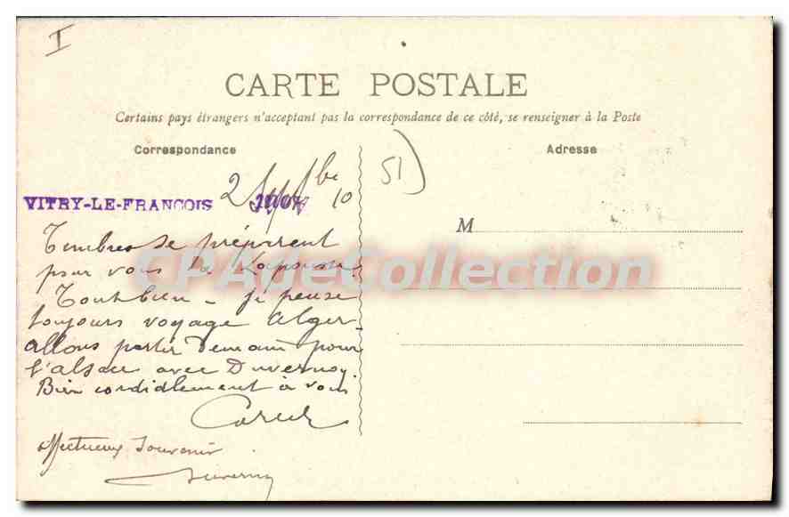 CPA Vitry Le Francois Pont Des Marvis — Verso