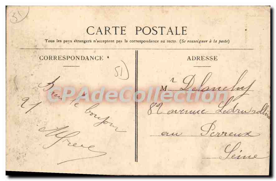 CPA Vitry Le Francois Monument Carnot — Verso